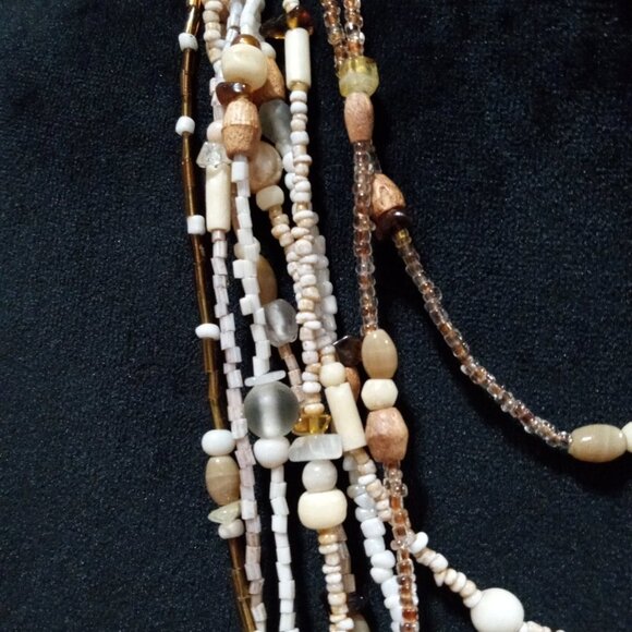 Womens Boho Style Multi Layered Multicolor Beaded Necklace with Lobster Clasp - Picture 5 of 7